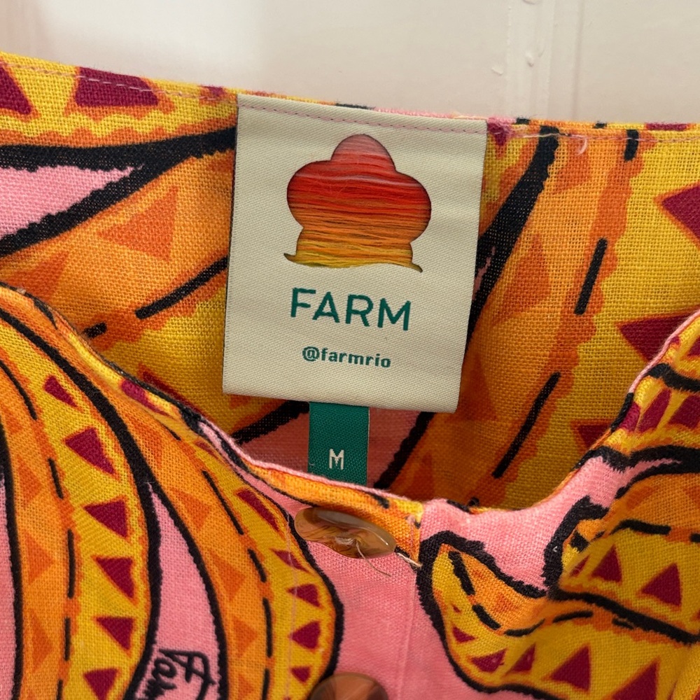 FARM Rio Pink Mini Dress with Yellow Tropical Motif - Picture 3 of 3